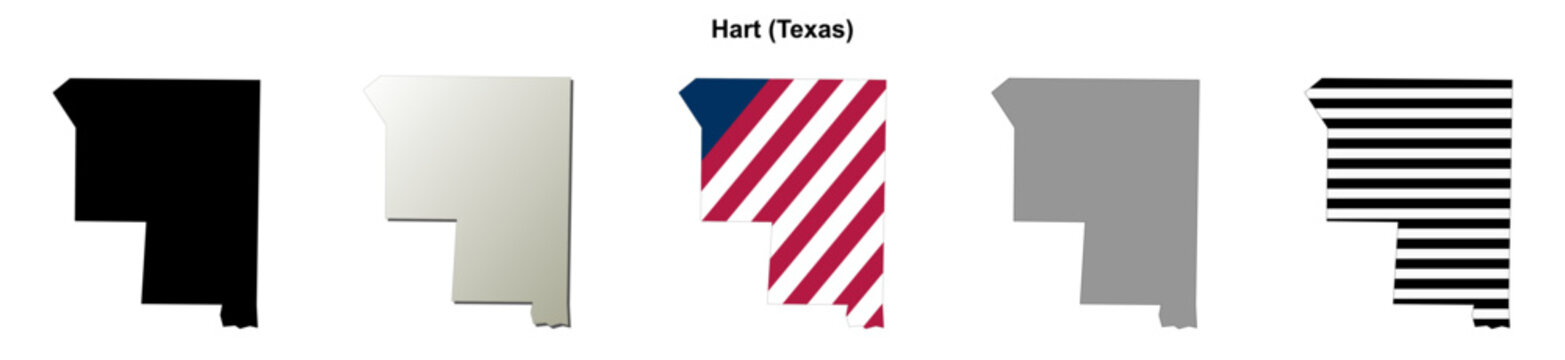 Hart (Texas) blank outline map set