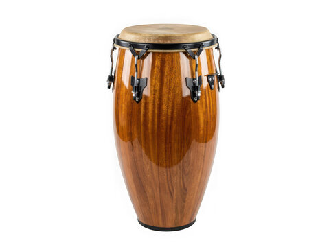 Professional wooden conga drum isolated on transparent background