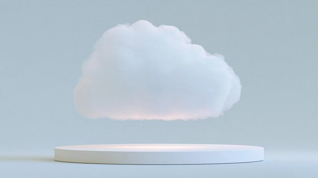 3d rendering of a large, fluffy cloud floating in the air. the cloud is white and appears to be made of a soft, fluffy material. it is in the shape of a cloud with a pointed top and a flat base.