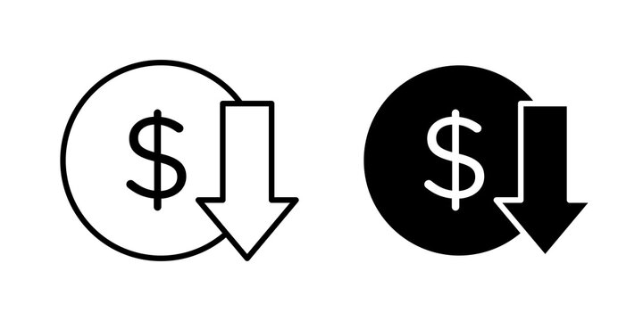 low cost icon flat outline in black