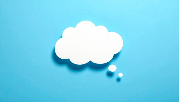 White Paper Thought Bubble on Blue Background Idea and Dream Concept