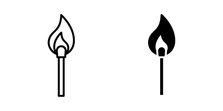Matches icon flat outline in black