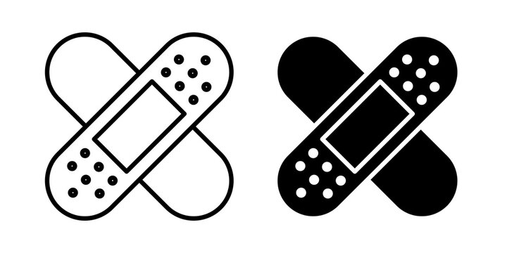 Medical patch icon flat outline in black