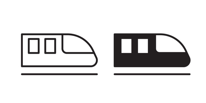 Metro train icon flat outline in black