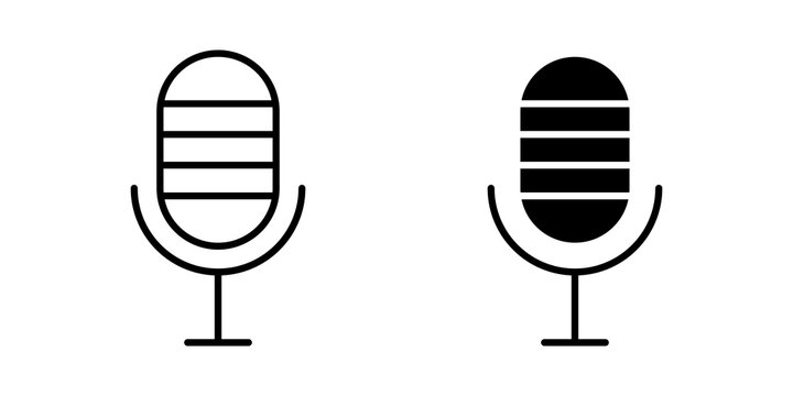 Microphone icon flat outline in black