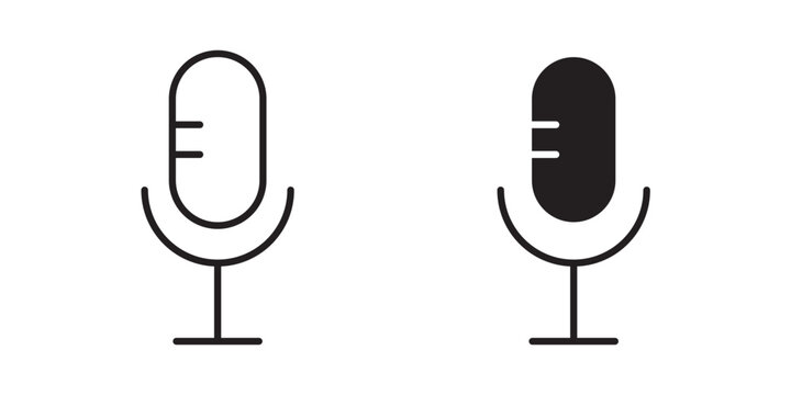 Microphone icon flat outline in black