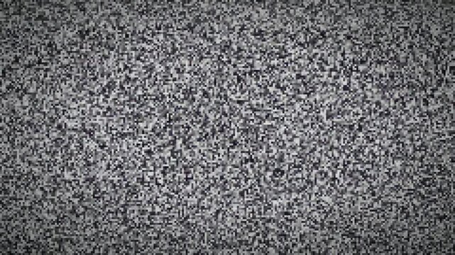 Abstract digital static noise background with flickering black and white television signal interference