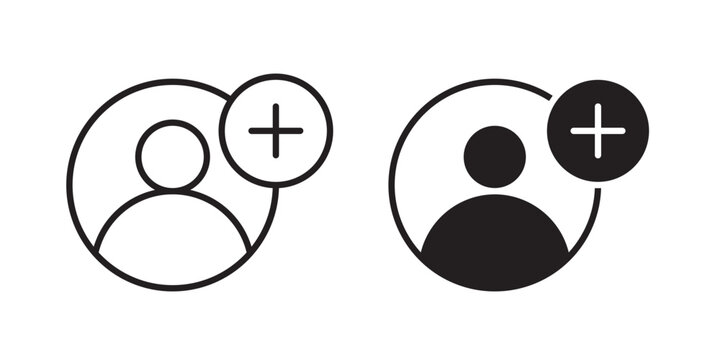 New account icon flat outline in black