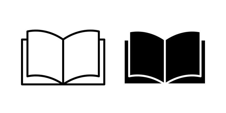 Open Book icon flat outline in black