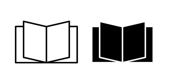 Open Book icon flat outline in black