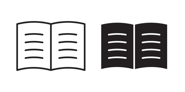 Open Book icon flat outline in black