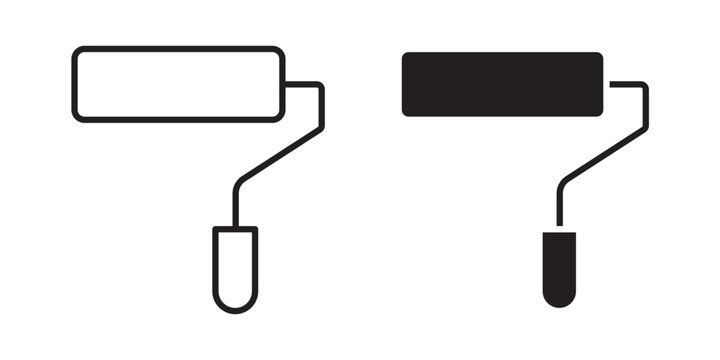 Paint roller icon flat outline in black