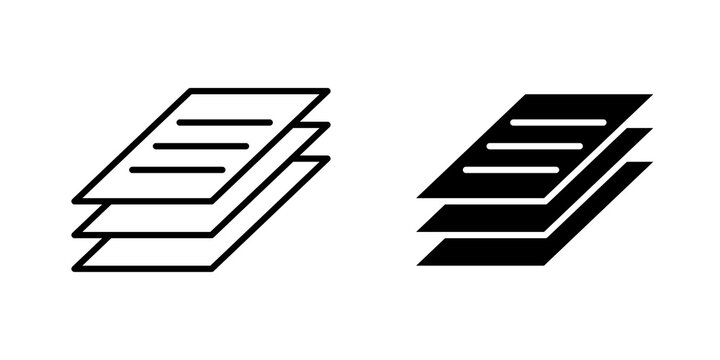 paper stack icon flat outline in black