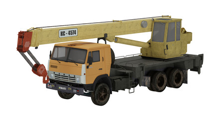 3d rendering truck crane on construction site with extended arm © santiago