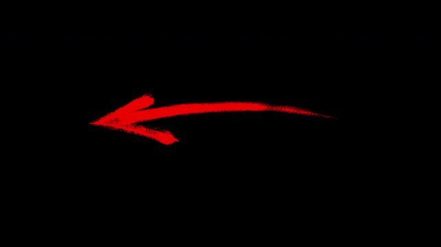 Hand-drawn animated arrow set, style scribble arrows for motion white and red directional pointers on transparent background