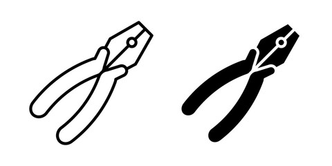 Obraz premium Pliers icon flat outline in black
