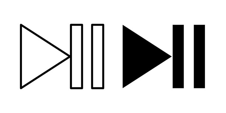 Play pause icon flat outline in black