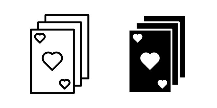 Playing cards icon flat outline in black