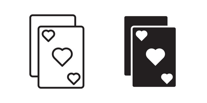 Playing cards icon flat outline in black
