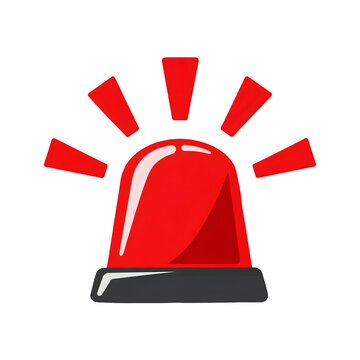 Red flasher emergency siren beacon light isolated on transparent background