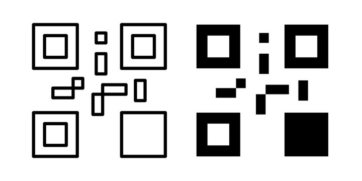 Qrcode icon flat outline in black