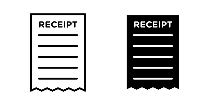 Receipt icon flat outline in black