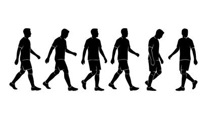 Obraz premium Soccer Player Walking Side Profile Silhouette Vector Set
