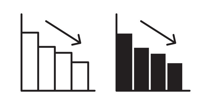 Reduction chart icon flat outline in black
