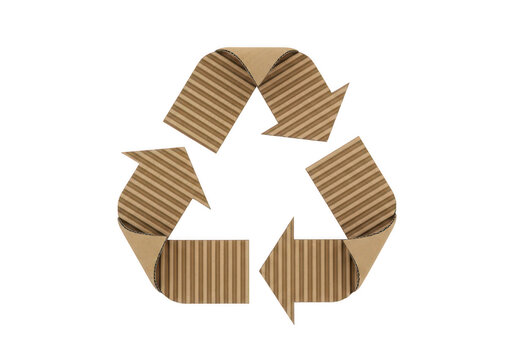 Recycling cardboard arrows symbol isolated on transparent background