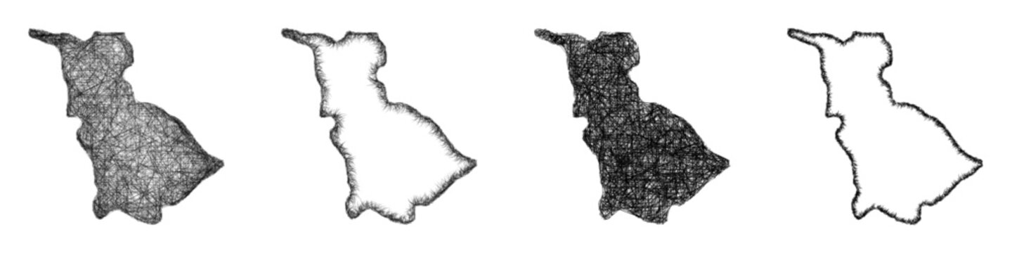 Sketch monochrome Babil (Iraq) outline map design set