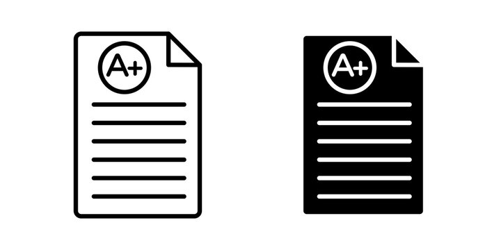 Report card icon flat outline in black