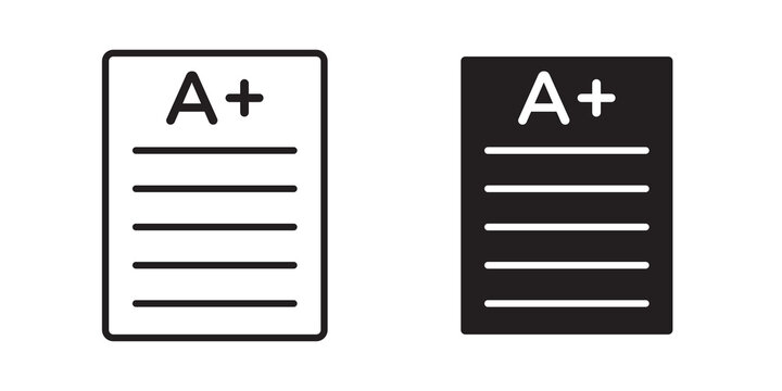 Report card icon flat outline in black