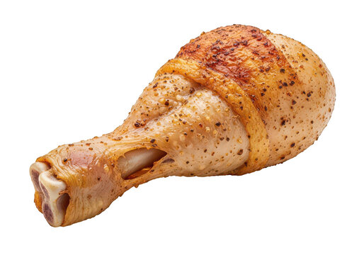 Roasted seasoned chicken drumstick isolated on transparent background