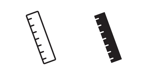 Fototapeta premium Ruler icon flat outline in black