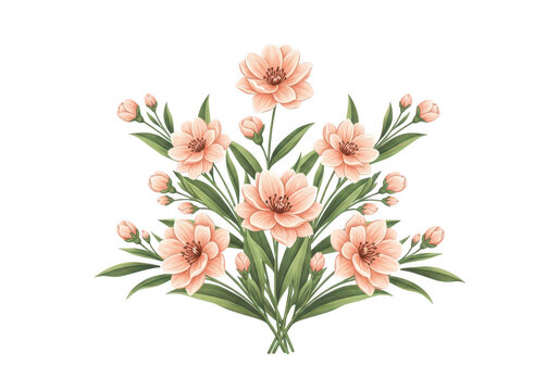 Soft pastel lilies bouquet isolated on transparent background