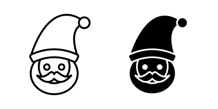 Santa claus face icon flat outline in black