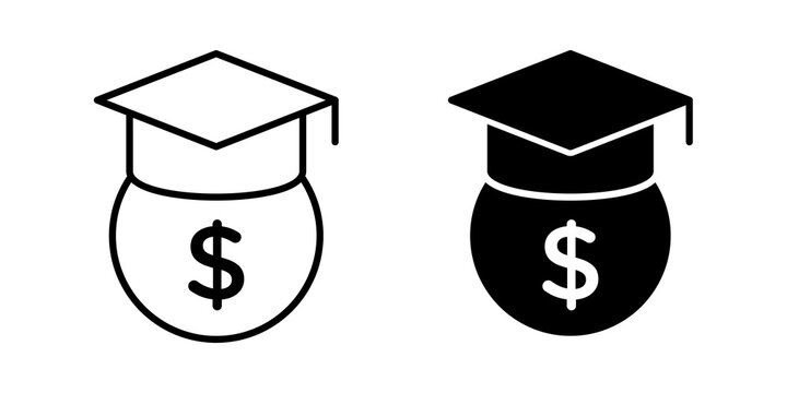 School fees icon flat outline in black
