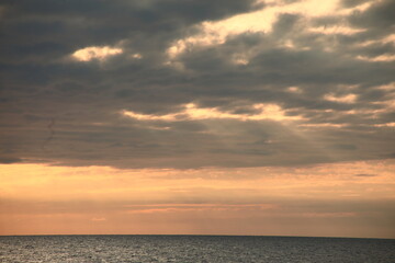 Fototapeta premium Golden Evening Sky Over the Sea of Japan, Niigata, Japan