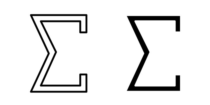 Sigma icon flat outline in black