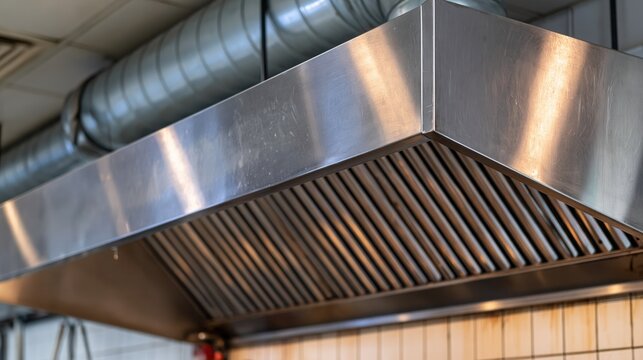 Stainless steel commercial kitchen exhaust hood with baffle filters