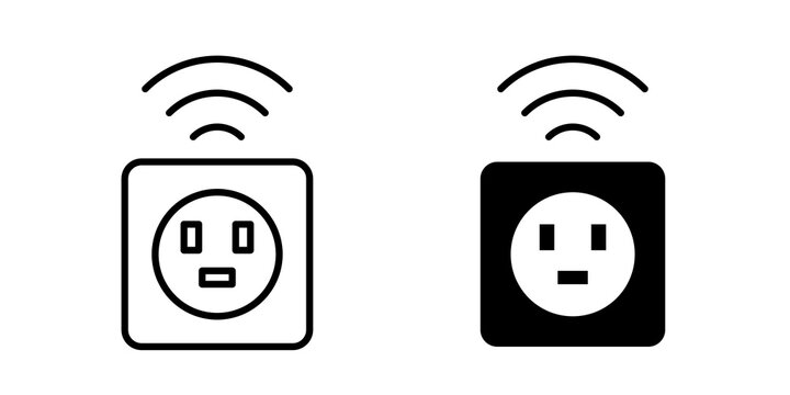 Smart plug icon flat outline in black