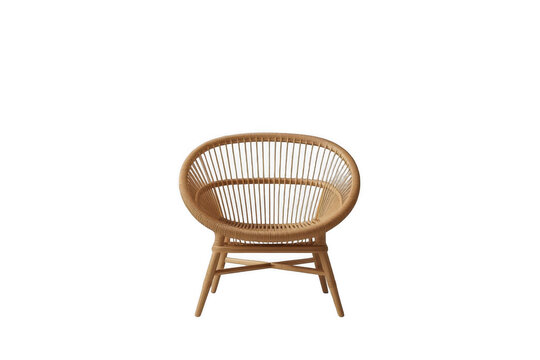 Natural Rattan Lounge Chair with Curved Back Isolated