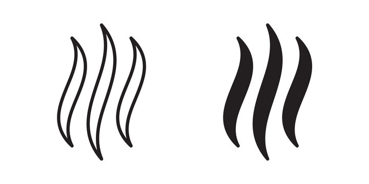 Smoke steam icon flat outline in black