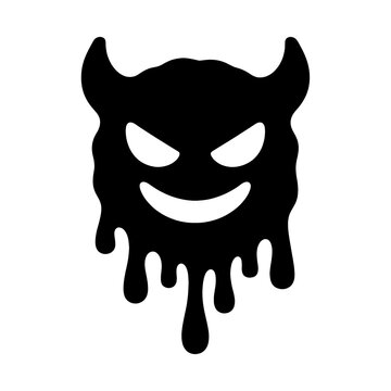 PNG Dripping devilish face silhouette