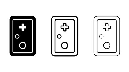 Minimalist portable gaming console icons featuring clean outline and solid vector design styles © Yasir