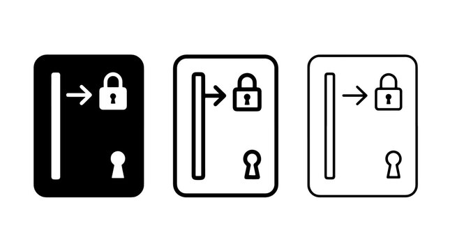 Minimalist keycard access icons featuring swipe card and lock symbols