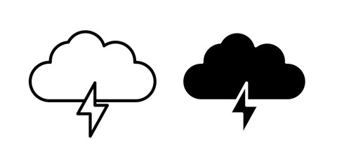 Obraz premium Thunderstorm icon flat outline in black