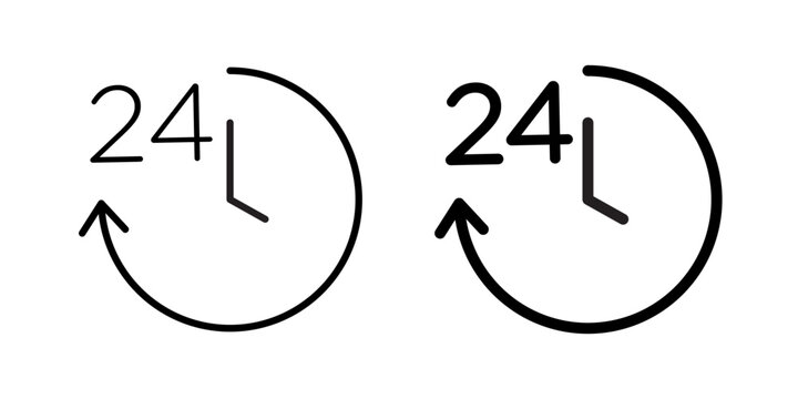 Time twenty four icon flat outline in black