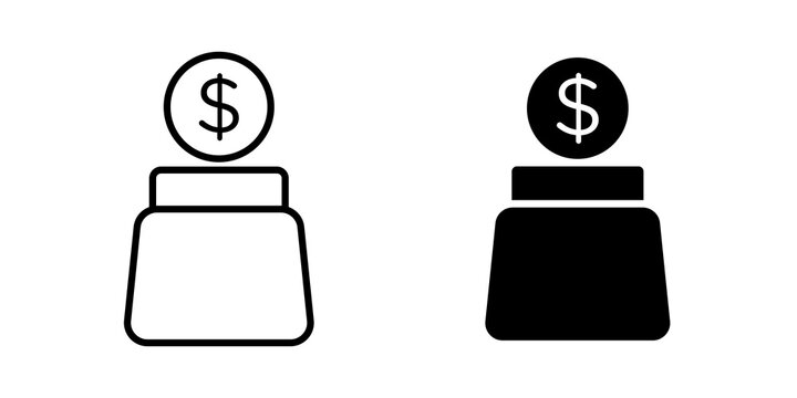 tip jar icon flat outline in black