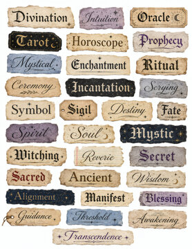 mystical moon lore word cutouts printable vintage craft design